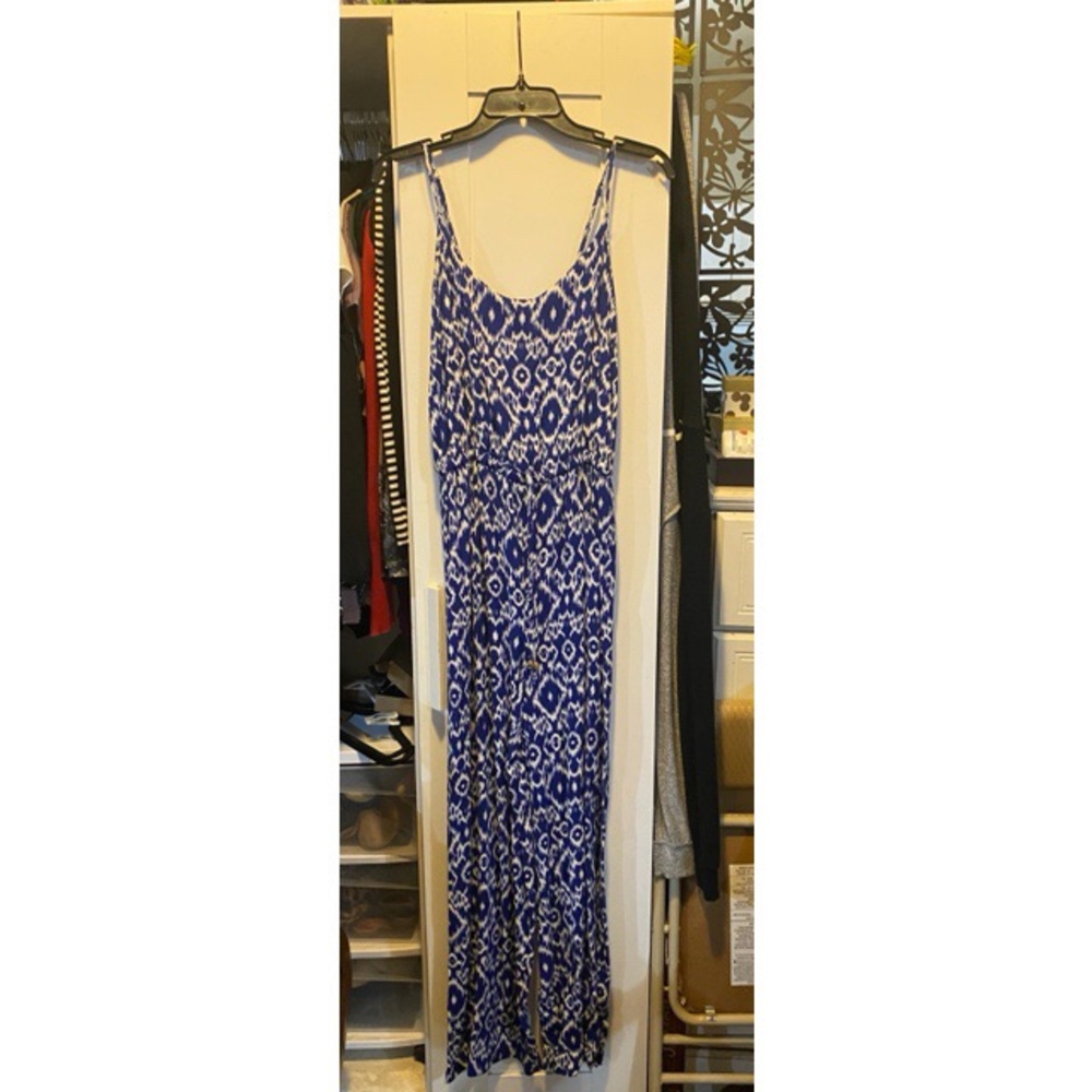 Haute Monde Blue & White Wide Leg Jumpsuit - (M)